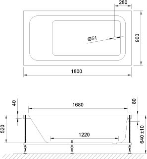 Каркас для ванны Royal Bath Accord 180см RB627100K